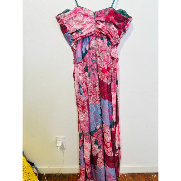 HUTCH Purple Pink Floral Drape Front Strapless Julietta Maxi Gown size 4 - Picture 2 of 14